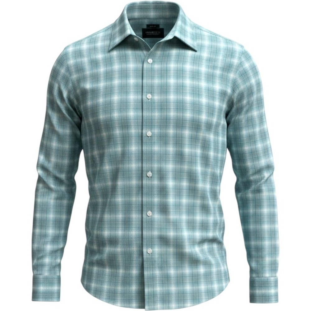Awearness Kenneth Cole Slim Fit Plaid Button Down Shirt Blue XL Mens